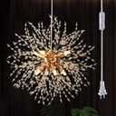 Plug in Crystal Chandeliers Firework, Dandelion Chandelier Modern, Gold Sputnik Pendant Light, 8 Light Hanging Ceiling Light Fixture G9 Socket for Dining Room Kitchen Bedroom Foyer Hallway Entryway