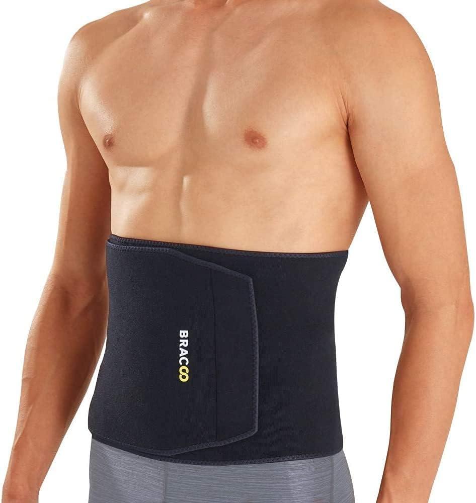 Bracoo Waist Trimmer Sweat Band for Women & Men, Sauna Belt for Lower Belly Fat, Adjustable Stomach Wrap for Workout, SE22, Black S-M