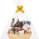 Whdiystella 10 Pcs Thick Kraft Empty Gift Baskets with Handles,10 Bows 10 Bags Empty Gift Baskets 12 * 8.86" for Christmas, Valentines Day, Easter, Birthdays,Wedding Party