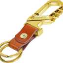 2 x Idakekiy Key Chain, Heavy Duty Belt Loop Key Keeper Key Ring Holder with Bottle Opener Leather Keychain for Men and Women (LightGold)