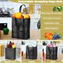 Windyun 50 Pcs Reusable Tote Bag Bulk 8 x 4 x 10 Inch Non Woven Shopping Bag with Handle Christmas Reusable Grocery Gift Tote (Black)