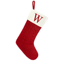 Christmas Stockings with Initials,20 Inches Large Knit Embroidered Letter Red White Christmas Stocking,Monogram Christmas Stocking for Famliy Holiday and Xmas Tree Fireplace (Letter W)