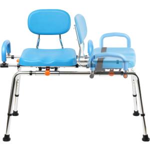 360° Swivel & Sliding Tub Transfer Bench – 450 lbs Capacity, Foam Padded Seat with Backrest, Pivoting Arms, Height Adjustable, for Seniors & Mobility Assistance