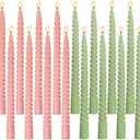 10 Pack Pink and 10 Pack Sage Green Spiral Taper Candles for Home Decor, 10 Inch Unscented Dripless Twisted Candlesticks for Weddings Dinner Holiday Decoration Formal Events