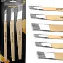 Slant Lining Fitch Paint Brushes,Pack Of 6 Cutting In Paint Brush Angled for Fast Accurate Detail & Control Hobby & Craft 2 Each of 0.5", 0.75", and 1"