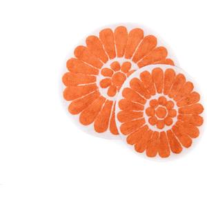 Chesapeake Bursting Flower 2 Pc. White & Coral Round Bath Rug Set 45953 (24" & 30")