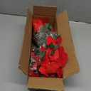 WOBUBU Poinsettias Artificial Christmas Flowers Bouquet 6 Pack 14 Red Velvet Poinsettia Flowers for Home Porch Xmas Tree Garden Indoor Outdoor Christmas Decorations Red