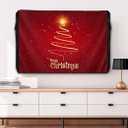 Outdoor TV Cover for Outside Flat Screen,Gold Stripe Merry Christmas Text,600D Thick Waterproof Weatherproof Outdoor TV Screen Protector with Zipper for 70 to 75 Inch Flat Screens