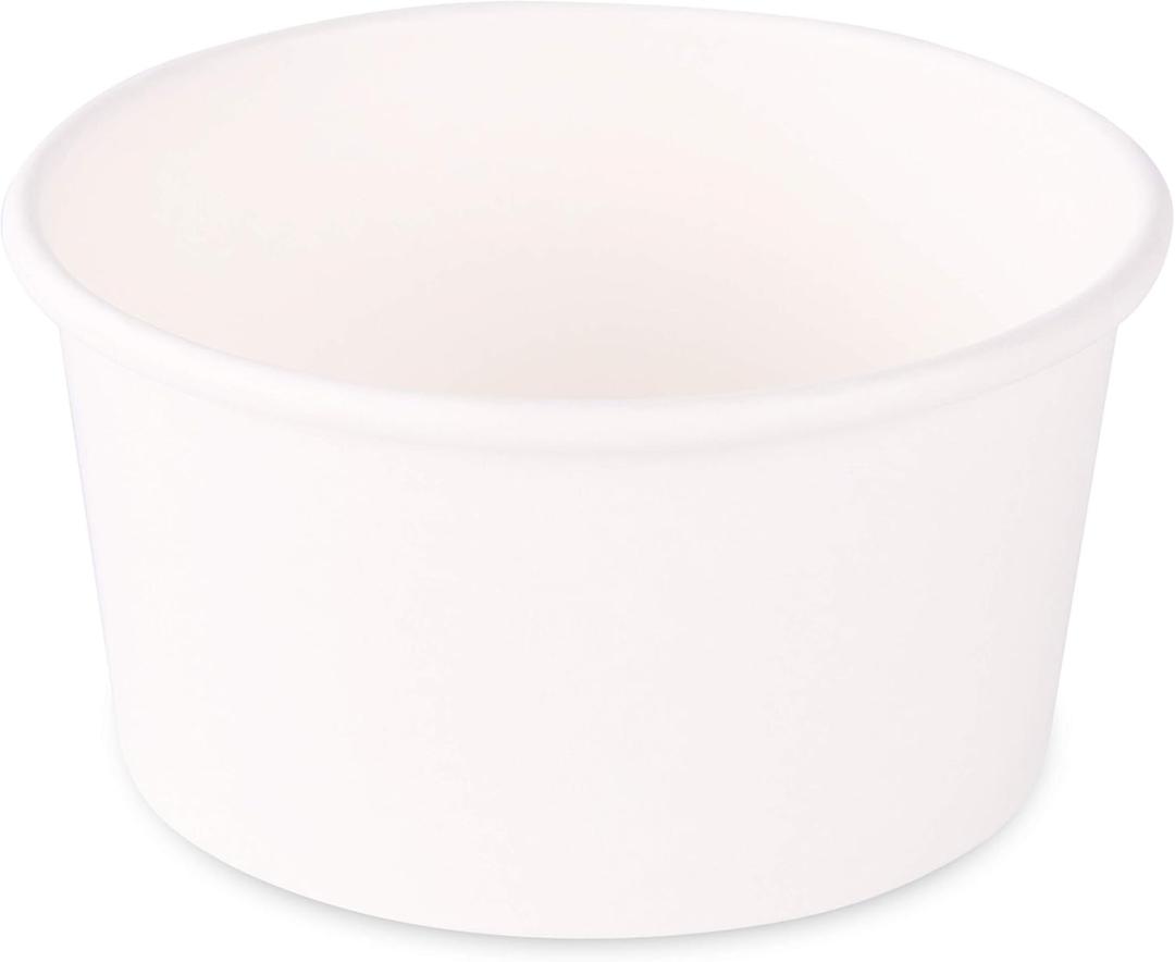 GSM Brands Paper Ice Cream Cups - 100-Count - 5 oz Disposable Dessert Bowls for Hot or Cold Food, 5-Ounce Party Supplies Treat Cups for Sundae, Frozen Yogurt, Soup, White