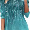 Zeagoo Long Sleeve Shirts for Women Spring Tops Casual Dressy V Neck Blouses Boho Tunic Western Clothes Vacation Outfits (Blue, L)