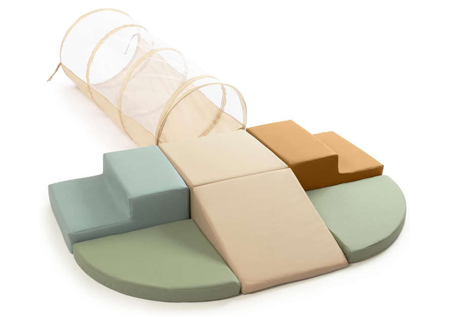 ZICOTO Fun Climbing Toy Set for Toddlers Aged 1-3 - Incl. Crawl Through Tunnel & PU-Leather Climbing Blocks for Unlimited Indoor Fun - Perfect Foam Play Gym for Baby/Kids to Safely Learn New Skills