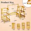 Metal 3 Tier Cupcake Stands, Large Capacity Serving Removable Tray Dessert Stands with Swing Design and Anti-slip Base, Food Display for Parties and Events, Wedding, 32.28*15.55*20.47Inch (Gold)