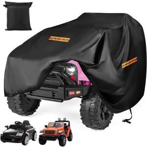 Kids Ride On Car Cover, Large Power Wheels Cover Waterproof, Heavy Duty 420D Universal Toy Car Cover for Power Wheels Jeep & Toddler Electric Vehicles, All Season Protection, with 3 Reflective Strips