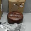 LUE BONA Reddish Brown Vanity Stool Chair for Makeup Room, Tufted Faux Leather Stool for Vanity, 19 inch Height, Vanity Chair with Metal Legs, Modern Foot Ottoman for Bedroom, Living Room, 13''W x 13''D x 19.1''H