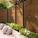 Mondaria Privacy Fence Panels for Outside, 6ft(W) x 6ft(H) Outdoor Privacy Panels with 1 Post, Wind Resistant Wood Plastic Composite Fencing Panels for Patio, Backyard, Garden and Swimming Pool(Brown)