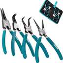 LIBRATON Snap Ring Pliers Set, 7-Inch Heavy Duty Internal/External Circlip Pliers Kit with Straight & Bent Jaw Tips, Spring-Loaded for Retaining Rings, Hoses, Gaskets, with Storage Case