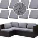 Outdoor Cushion Covers Set,8PCS Waterproof Patio Furniture Couch Seat Slipcovers, Replacement for Sofa Sectional Chair(CoverOnly) (Grey)