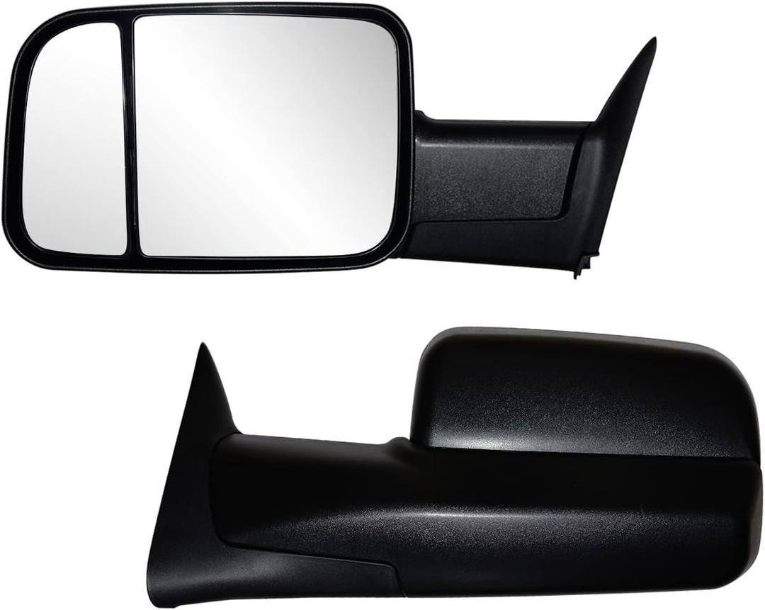 AERDM New Pair Towing Mirrors Black Housing Compatible with View Mirrors 94-01 Dodge Ram 1500, 94-02 Ram 2500 3500 Truck Manual Adjusted Side Set Left+Right