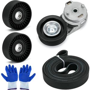 38382 Drive Belt Tensioner Pulley and Serpentine Belt Assembly Kit Fit for Dodge Ram 1500/2500/3500 5.7L V8 2003-2008 Replace # 53032130AA 53032130AC 38058 7PK2570