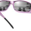 URUMQI Polarized Sunglasses Fit Over Glasses for Men Women, Wraparound Sunglasses UV400 Protection for Driving Fishing, A03 Transparent Purple Frame/Grey Lens