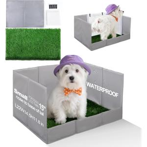 HQ4US 4LEGS Dog Grass Pad with Tray Foldable Dog Litter Box High Walls, Odor Free Artificial Grass for Dogs Potty, Pee Pad Holder, Seamless, No Assembly, Waterproof, Easy Clean, Portable for Travel
