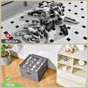 INSTY 2 Pack Shoe Organizer for Closet,Fits up to 32 Pairs,Adjustable Dividers for Shoe Storage,Fabric Shoe Storage Bins with Clear Cover,Grey