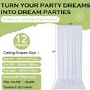 60ftx12ft Wrinkle Free White Backdrop Curtain, 12 Panels 12FT Height White Drapes for Wedding, Silky Polyester Photo Back Drop Cloth Draping for Birthday Party Photography Background