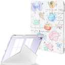 Feams Y-Fold Case for iPad Air 11-inch M3 2025 / M2 2024, iPad Air 5th/4th Generation 2022/2020 10.9 Inch Y-Fold Standing Case Clear Back with Landscape Portrait Mode Pencil Holder, Seashell