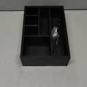 Paper Plate Holder, Utensil Caddy Organizer, Wood Paper Plate Dispenser, Silverware Caddy Holder, and Disposable Coffee Bar Accessories Box for Kitchen Counter, Party, Camping, Picnic (6 compartment)