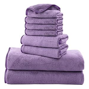 Cosy Family Microfiber 8-Piece Towel Set, 2 Bath Towels, 2 Hand Towels, and 4 Wash Cloths, Ultra Soft Highly Absorbent Towels for Bathroom, Gym, Hotel, Beach and Spa (Lavender)