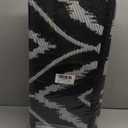 OLANLY Outdoor Rug 9x12 ft Waterproof, Outdoor Plastic Straw Rug with Geometric Pattern Clearance, Reversible RV Mat for Patio, Camping, Balcony, Deck, Backyard, Black & White