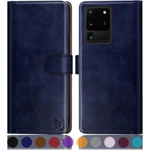 SUANPOT for Samsung Galaxy S20 Ultra 6.9"(Non S20/S20+) Leather Wallet case with RFID Credit Card Holder Flip Folio Book Magnetic Cover Pocket Shockproof for Samsung S20 Ultra walllet Phone case Blue