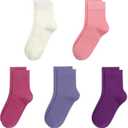 SERISIMPLE Kids Viscose Bamboo School Socks Soft flate Seam Color Anti Odor Thin Breathable Stretch Cuffs Girls Boy 5 Pairs (Medium, Purple&pink)