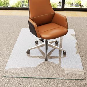 Chair Mat for Carpet - Office Chair Mat - Tempered Glass Floor 36" X 46 Transparent Heavy Duty Office Floor Protector with Noise-Free Gliding Shatterproof for Home Office Desk