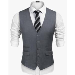 COOFANDY Mens Suit Vest Formal Dress Vest Slim Fit Business Wedding, M