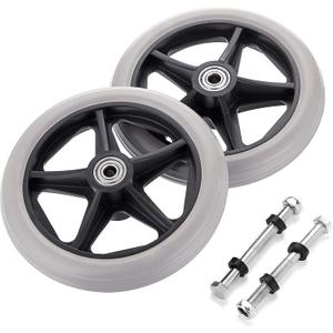OwnMy 2PCS of 6 Inch Rubber Wheel Replacement Wheelchair Front Wheels Rollator Walker Anti-Slip Replacement Casters Rollers Wheels Universal Wheelchair Wheel Accessories, Grey