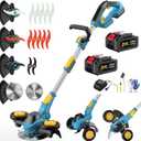 Weed Wacker Cordless, Brushless Electric Weed Eater, Battery Powered | 11 Inch Blades, 2 X 4.0Ah Batteries, 4 in 1 Edger/Grass Trimmer/Mini Mower/Brush Cutter, 4 Types Blades, Lightweight