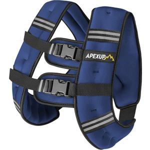 APEXUP Weighted Vest with 5lbs/10lbs/15lbs/20lbs/25lbs/30lbs Weights and Reflective Stripe, Weight Vest Men Women for Workout, Strength Training, Running (Blue)