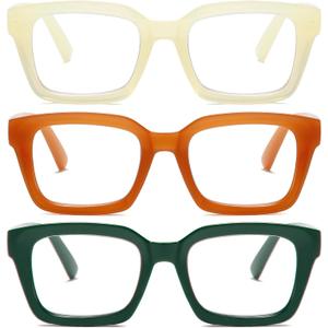 Readers for Women Fashion Style Square Reading Glasses with Spring Hinge Blue Light Blocking for Men Ladies