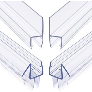 Frameless Shower Door Seal Set for 3/8 Inch Glass Doors - 2-Pack Bottom Seal and 2-Pack Side Stop Shower Leaks and Create a Water Barrier (3/8 x 39)