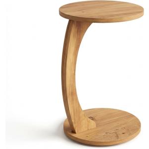 Ultimate Premium Products C-Shaped Round End Table with Rolling Wheels: A Movable, Space-Saving Side Table Perfect for Sofas, Living Rooms, Bedside Areas, and Optimizing Small Living Spaces | Brown