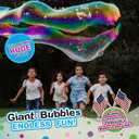 WOWmazing Giant Bubble Wands Kit: (4-Piece Set) | Incl. Wand, Big Bubble Concentrate and Tips & Trick Booklet | Outdoor Toy for Kids, Boys, Girls | Bubbles Made in The USA