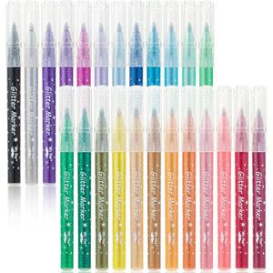 Mr. Pen- Glitter Markers, 24 pcs, Assorted Color, Medium Tip Glitter Markers for Adults, Journaling Markers