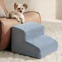 LEXTRO Dog Stairs for Small Dogs, 2-Step Dog Ramp for Couch, Pet Stairs with Highly Supportive Foam and Non-Slip Bottom, Pet Steps for Cat & Doggie (High 11.8 Inch)