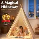 Teepee Tent for Kids, Indoor & Outdoor Adventure Teepee Tent with LED Light, Premium Cotton Canvas & Natural Wood Poles, Easy Assembly, Play Tent for Boys & Girls Ages 3-10, 47.2L x 59H inches