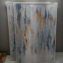 Large White Framed Blue and Gold Abstract Canvas Wall Art, 2 Piece Modern Minimalist Art Prints Paintings Artwork for Walls, Glitter Pictures for Living Room, Dining Room, Bedroom Wall Decor 20x30 In