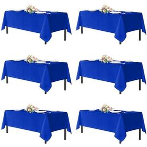 sancua Royal Blue Tablecloth for 8 Foot Rectangle Tables, 6 Pack - 60x120 Inch - Washable Fabric Table Cloth, Reusable Polyester Table Covers for Wedding Party, Banquet, Independence Day, July 4th