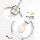 2 Pack Pendant Lights Kitchen Island, 8" Brushed Nickel Pendant Light Fixtures with Globe Clear Glass Shade, Modern Kitchen Island Lighting for Bathroom, AD-22280-2PL-SN