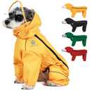 PINA Dog Raincoat, Waterproof Jacket with Hood & Reflective Strap, Lightweight Poncho with Leash Hole for Wet Weather, 2XL