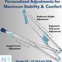 Foldable Ergonomic Crutches Adjustable, Lightweight Crutches with Ergonomic Grips Compact, 3X Comfortable Support Fits 410 to 64 250 lb Capacity